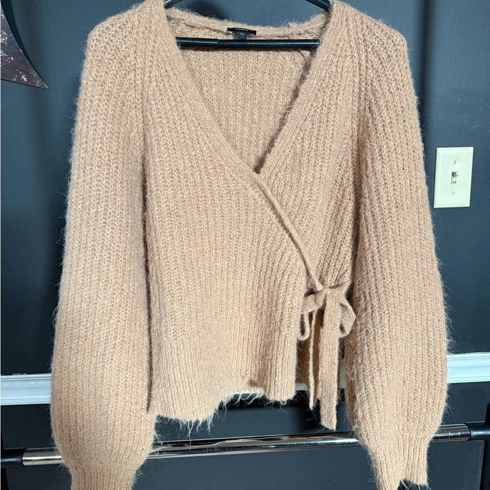 Cozy Tan Wrap Sweater